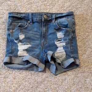 Aeropostale Blue Distressed Jean Shorts